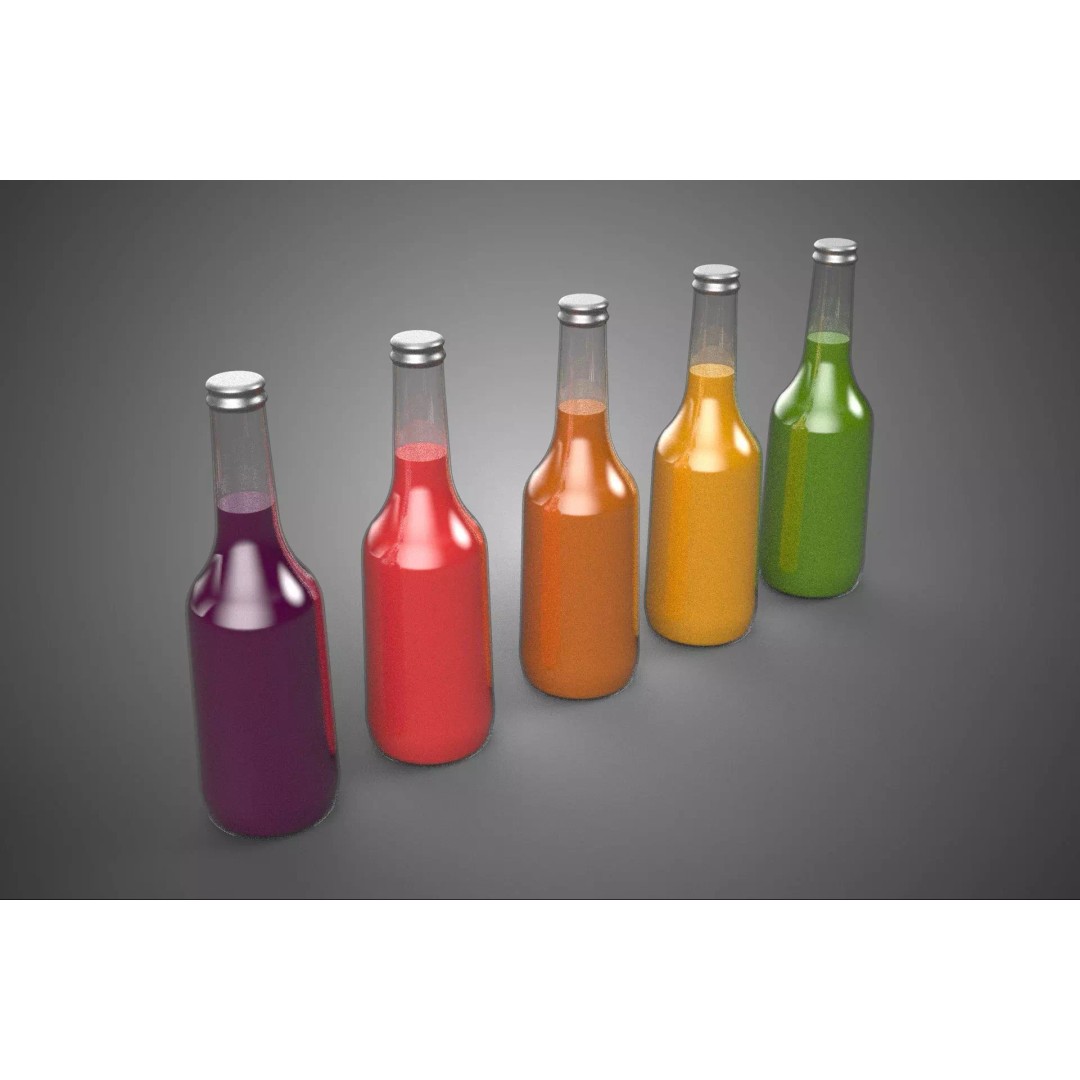 Mixed Fruit Vegetable Juice Glass Bottle 3D Model – PBR, FBX, OBJ - View 30