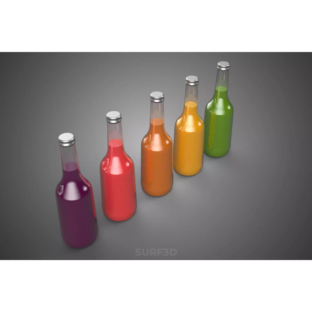 Mixed Fruit Vegetable Juice Glass Bottle 3D Model – PBR, FBX, OBJ - View 31