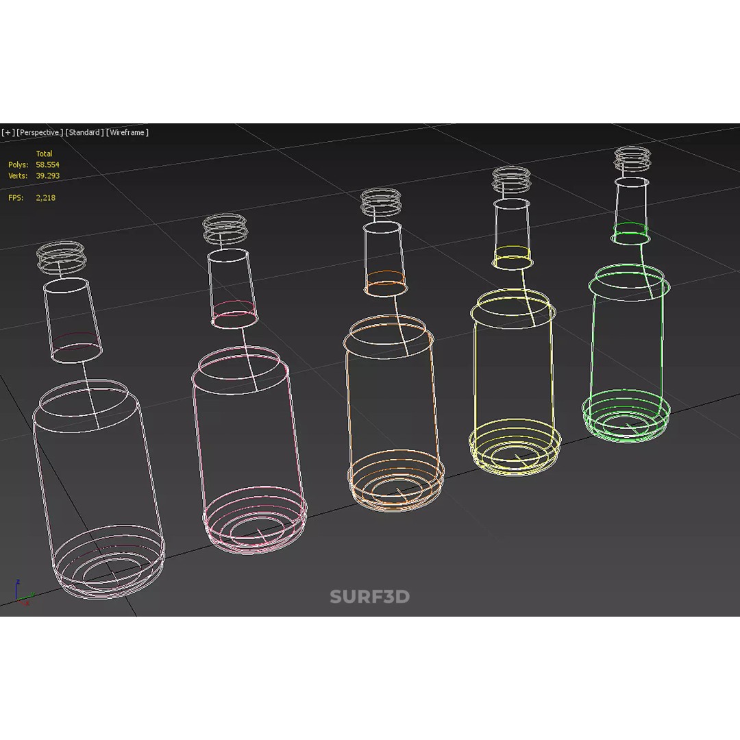 Mixed Fruit Vegetable Juice Glass Bottle 3D Model – PBR, FBX, OBJ - View 33