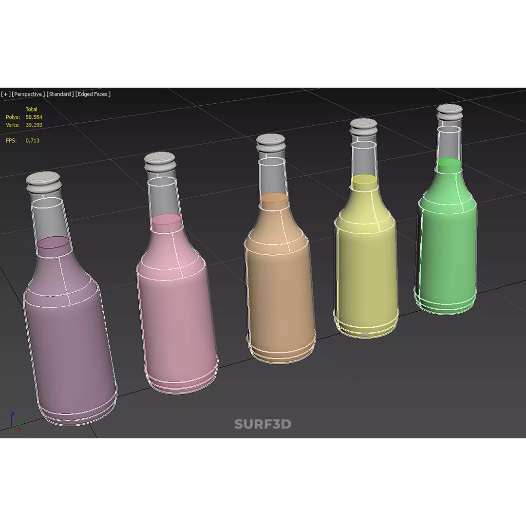 Mixed Fruit Vegetable Juice Glass Bottle 3D Model – PBR, FBX, OBJ - View 34