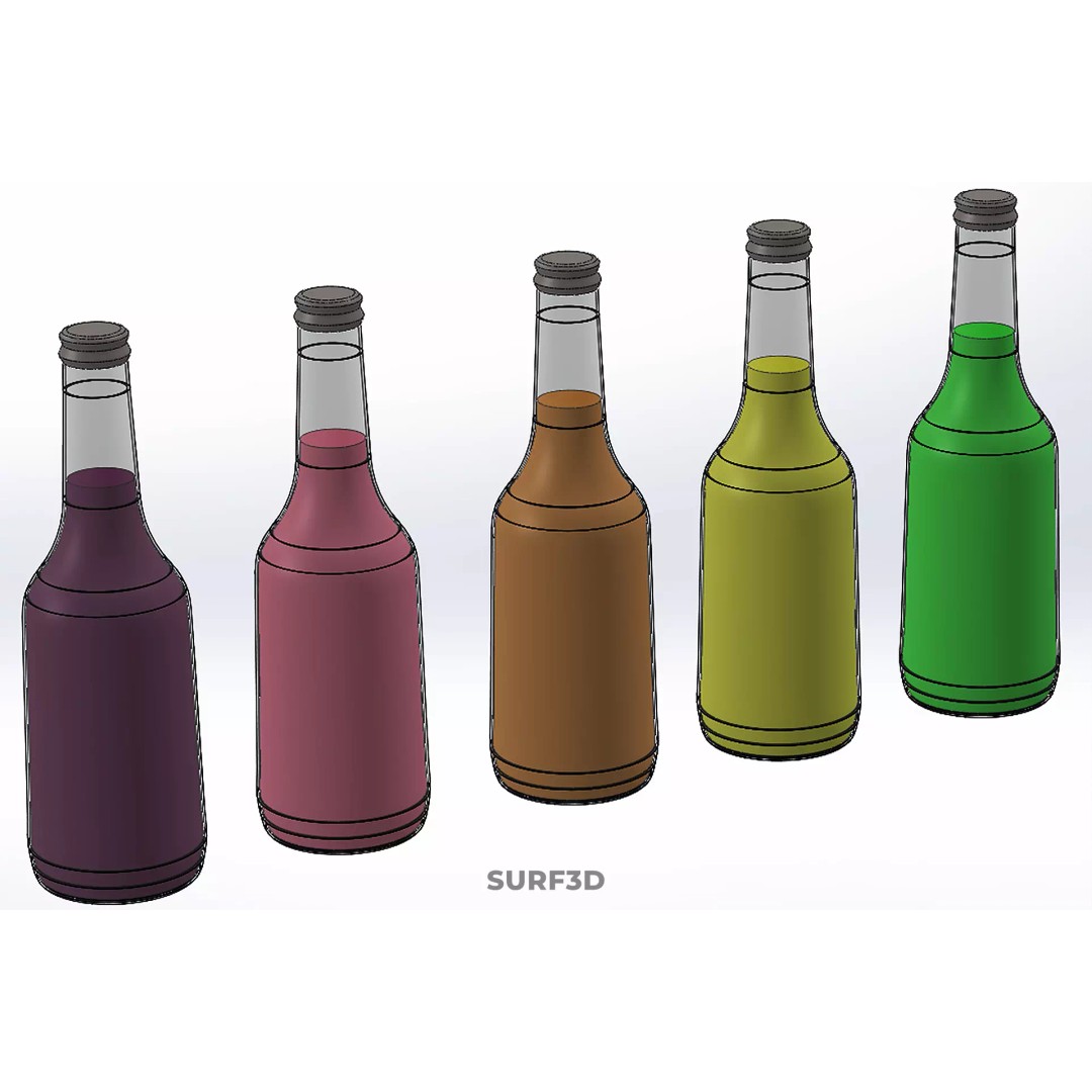 Mixed Fruit Vegetable Juice Glass Bottle 3D Model – PBR, FBX, OBJ - View 35