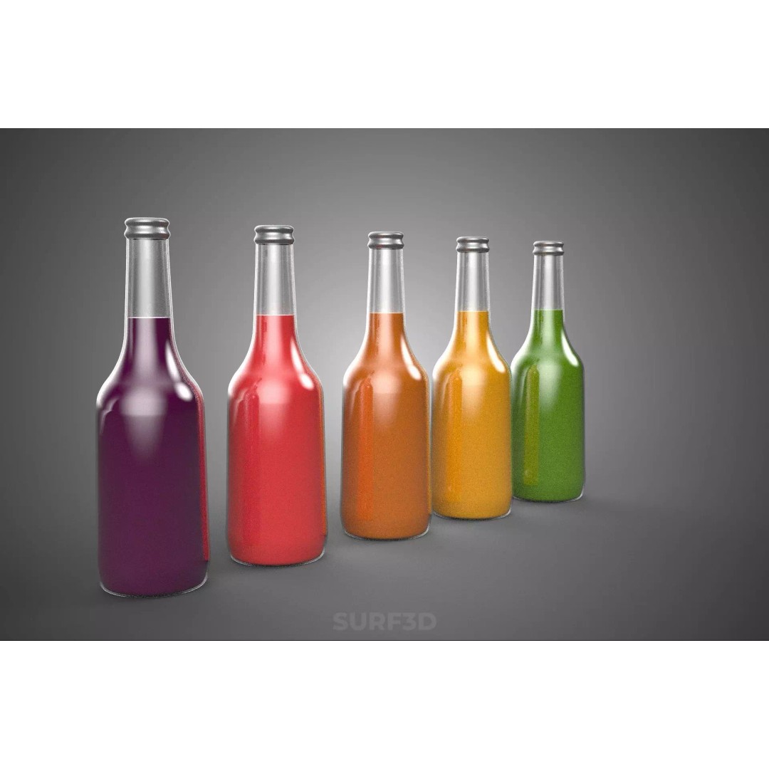 Mixed Fruit Vegetable Juice Glass Bottle 3D Model – PBR, FBX, OBJ - View 6