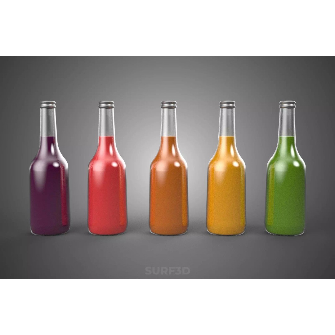 Mixed Fruit Vegetable Juice Glass Bottle 3D Model – PBR, FBX, OBJ - View 7
