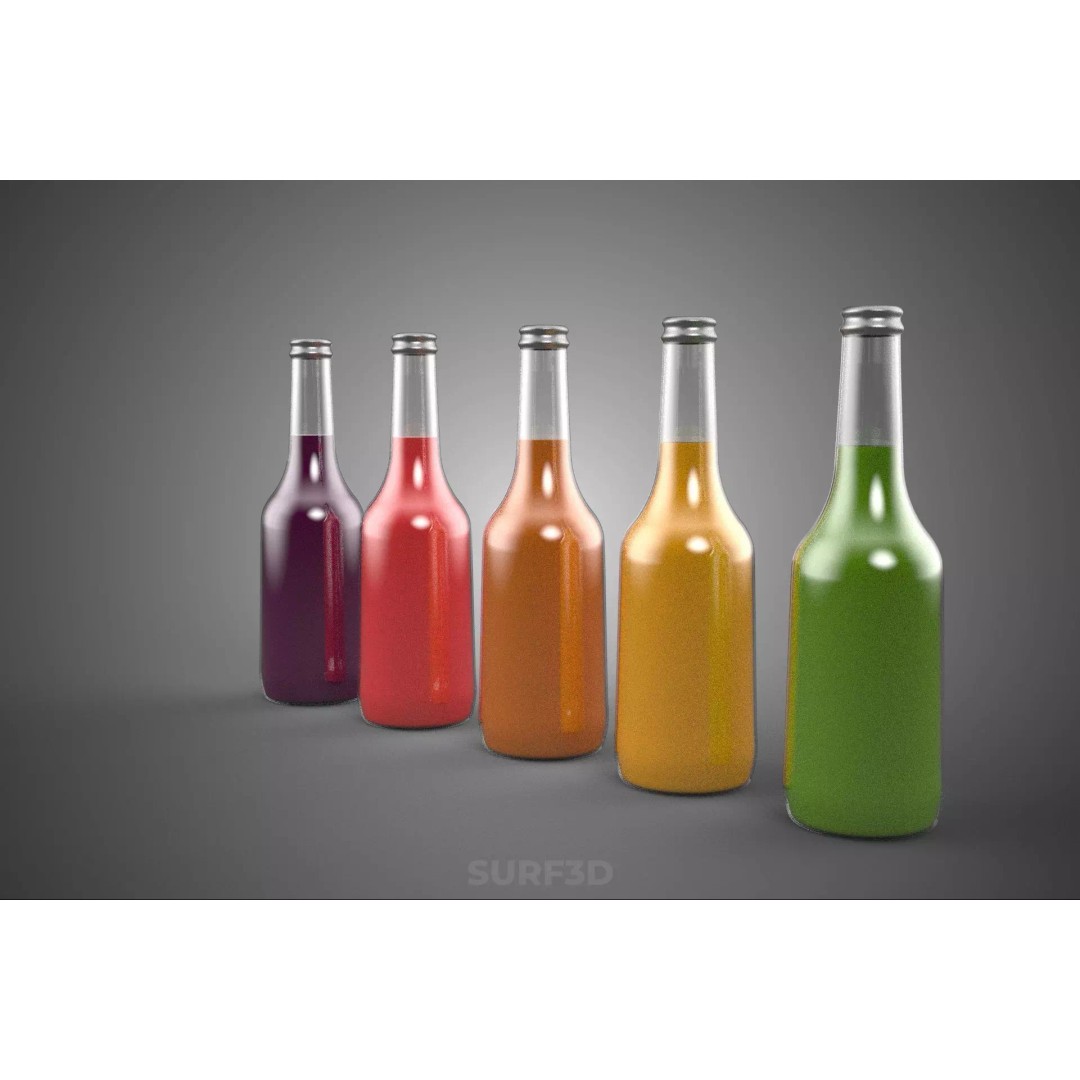 Mixed Fruit Vegetable Juice Glass Bottle 3D Model – PBR, FBX, OBJ - View 8