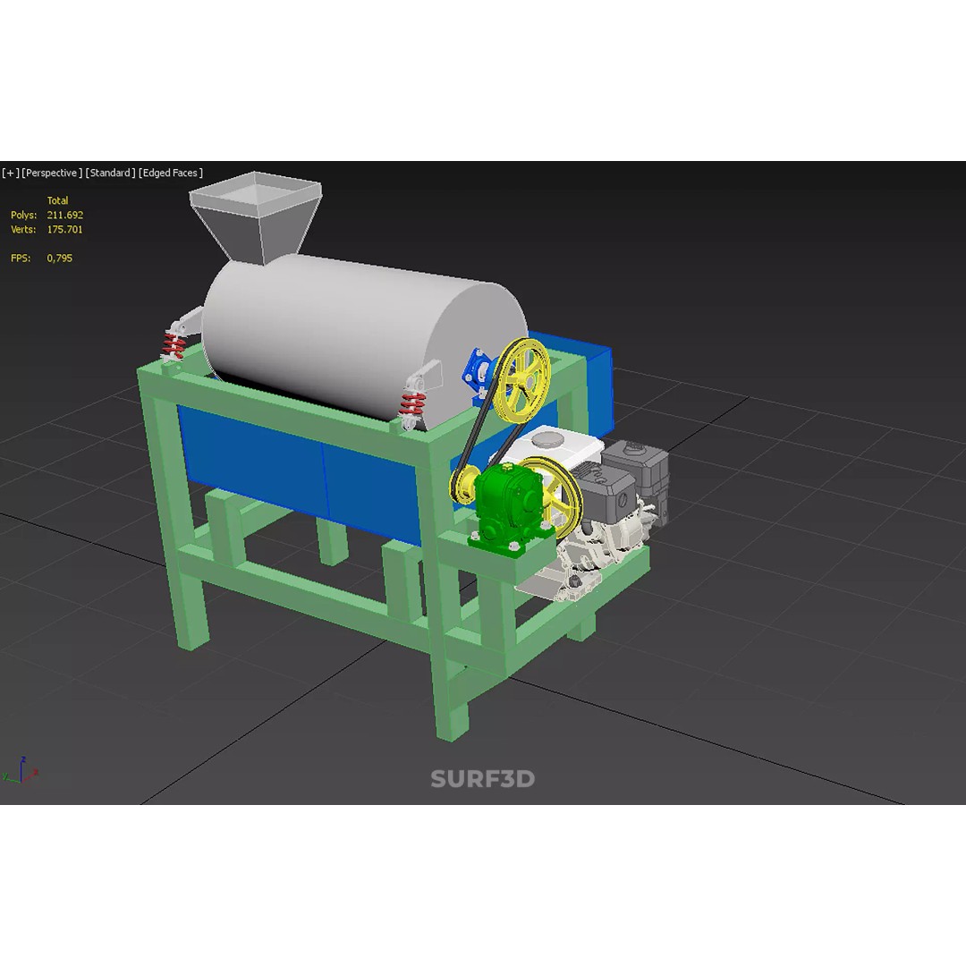 Sugar Palm Fruit Seed Peeler 3D Model – Industrial Machine, PBR Textures - View 30