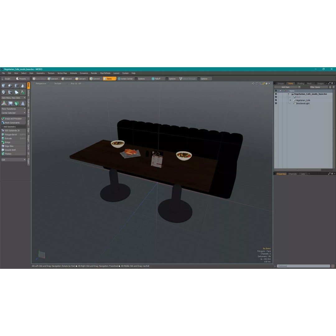 Vegetarian Cafe 3D Model – Modern Interior with PBR Textures, FBX
