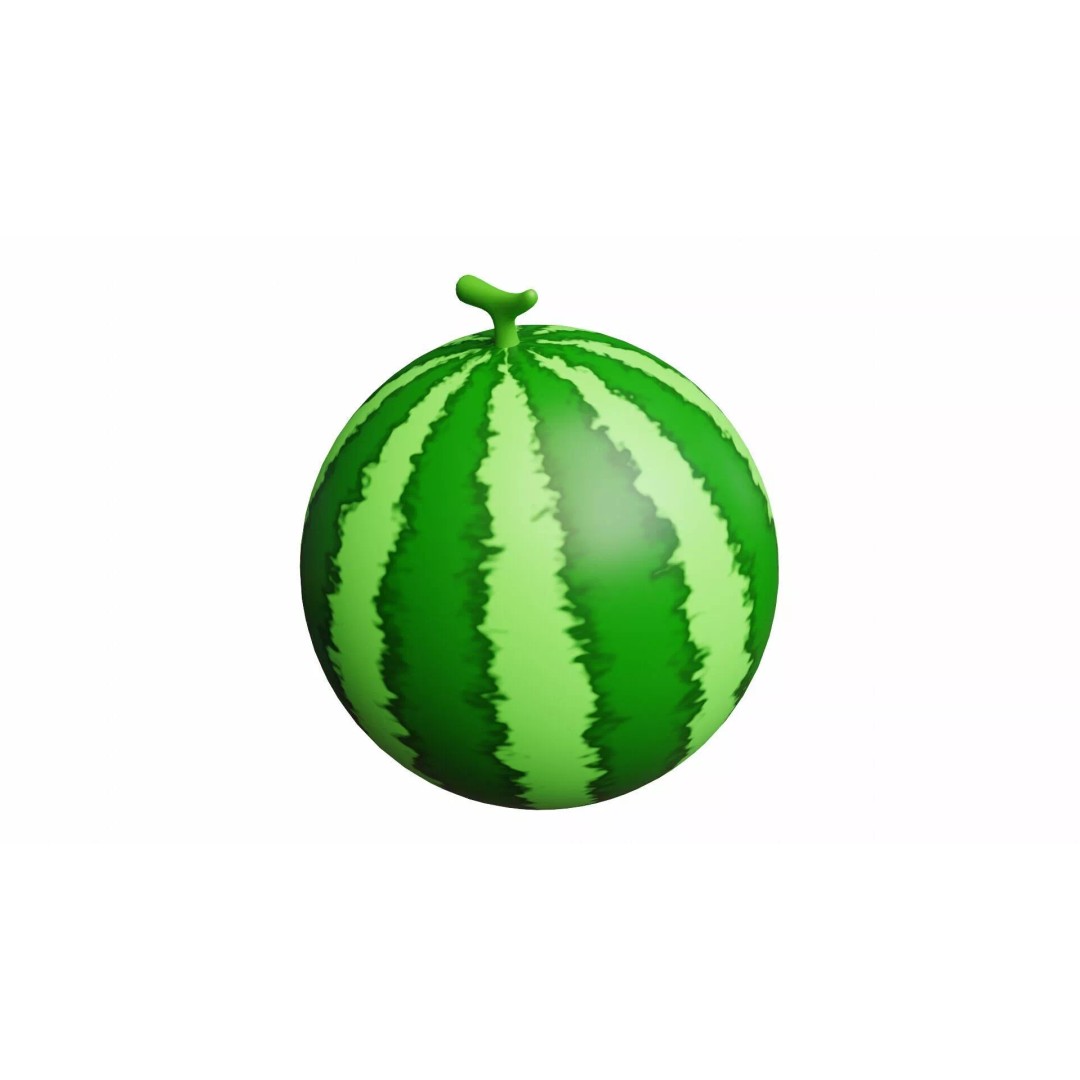 Watermelon 3D Model – Cartoon Style with PBR Textures, FBX, OBJ - View 2