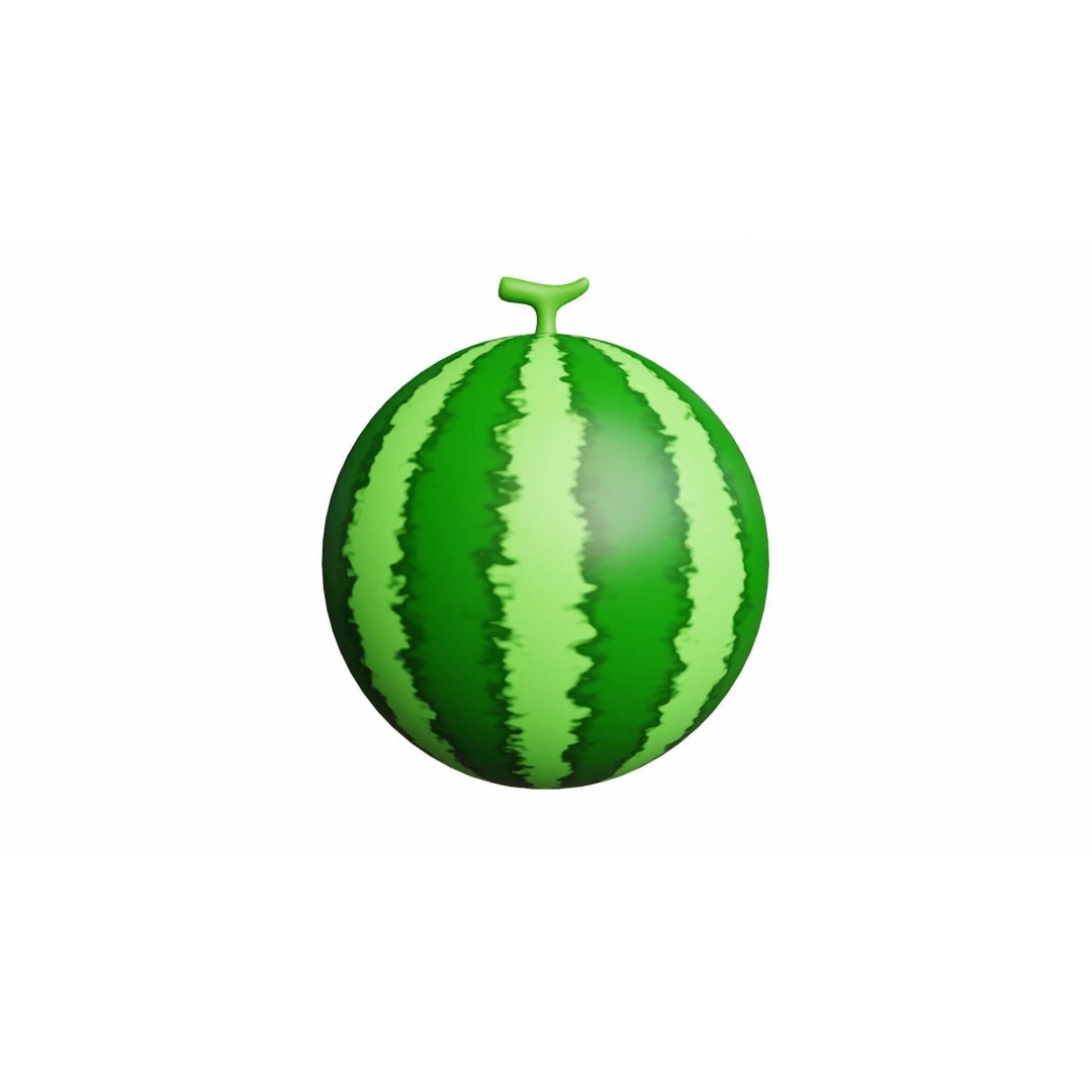 Watermelon 3D Model – Cartoon Style with PBR Textures, FBX, OBJ - View 3