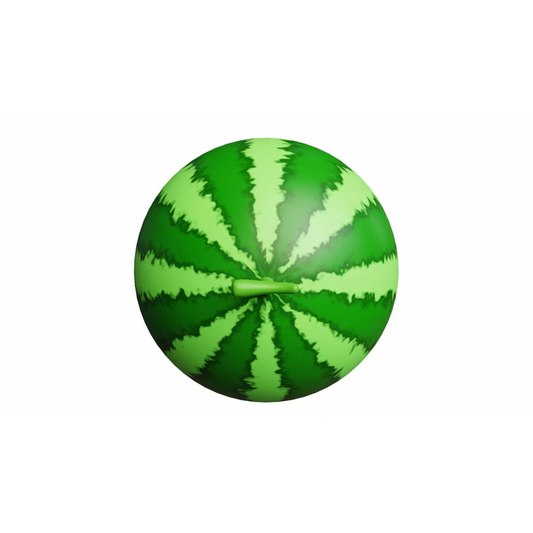 Watermelon 3D Model – Cartoon Style with PBR Textures, FBX, OBJ - View 4