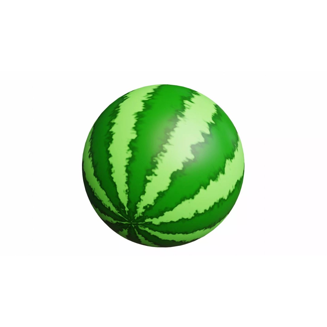 Watermelon 3D Model – Cartoon Style with PBR Textures, FBX, OBJ - View 5