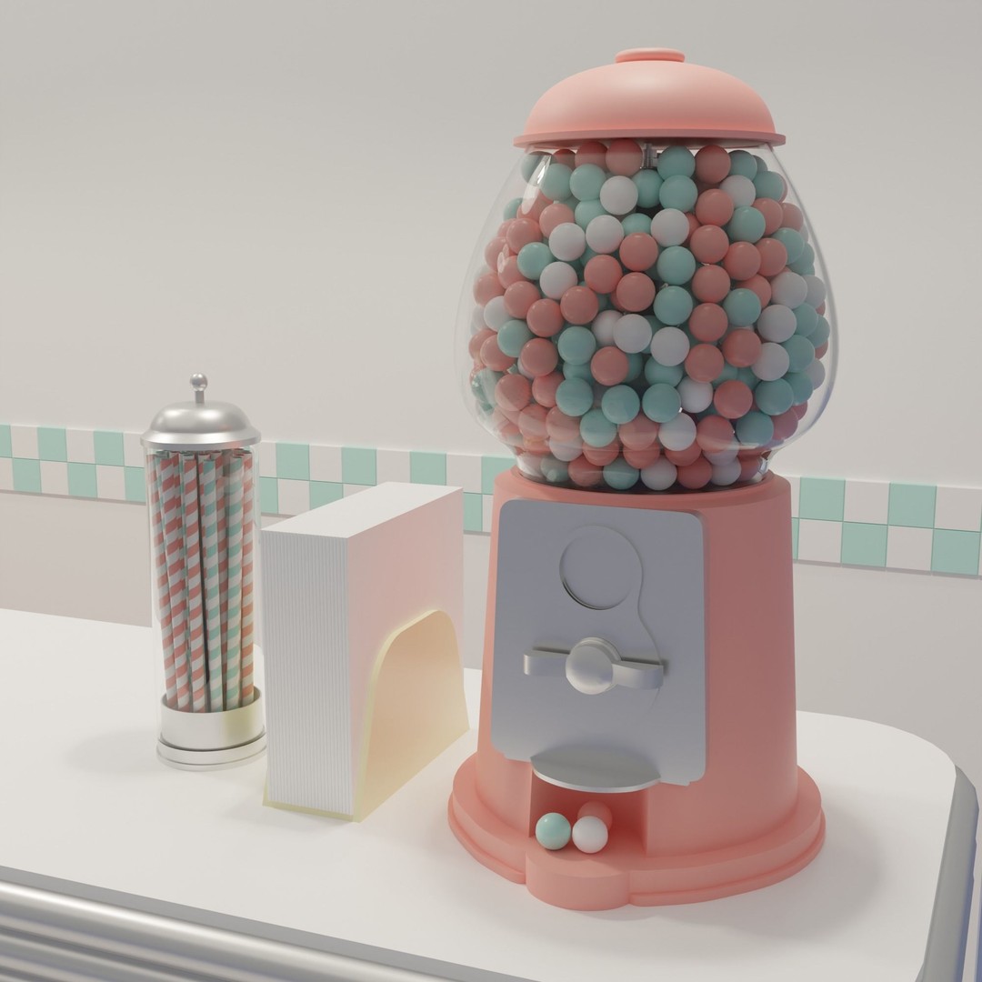American Diner 3D Model – Retro Interior Asset, Blender, FBX - View 18