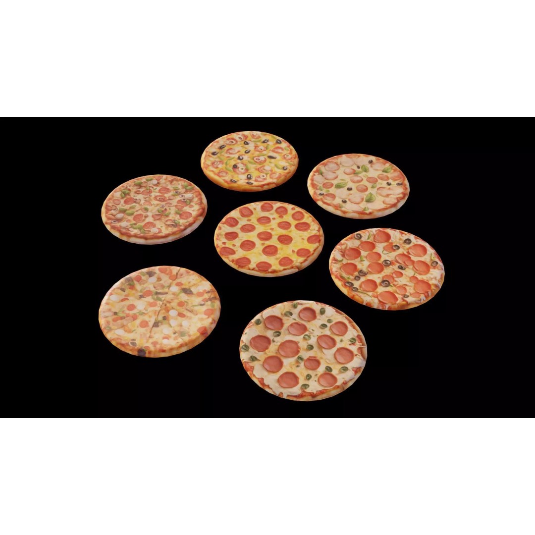 Pizza 3D Model – Low Poly Game Ready Asset, FBX, PBR Textures - View 2