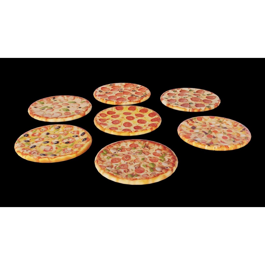 Pizza 3D Model – Low Poly Game Ready Asset, FBX, PBR Textures - View 3