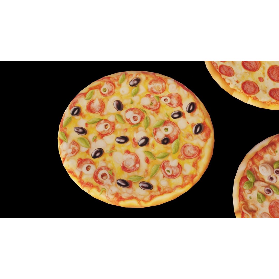 Pizza 3D Model – Low Poly Game Ready Asset, FBX, PBR Textures - View 4