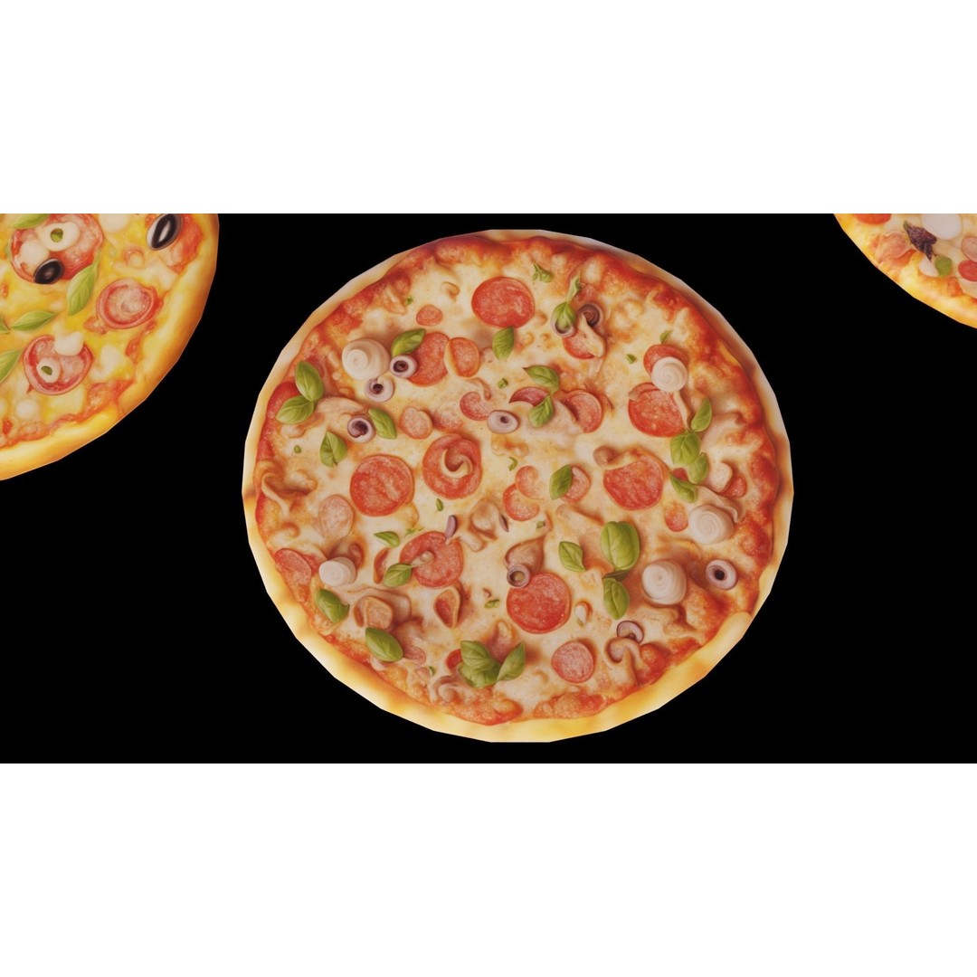 Pizza 3D Model – Low Poly Game Ready Asset, FBX, PBR Textures - View 5
