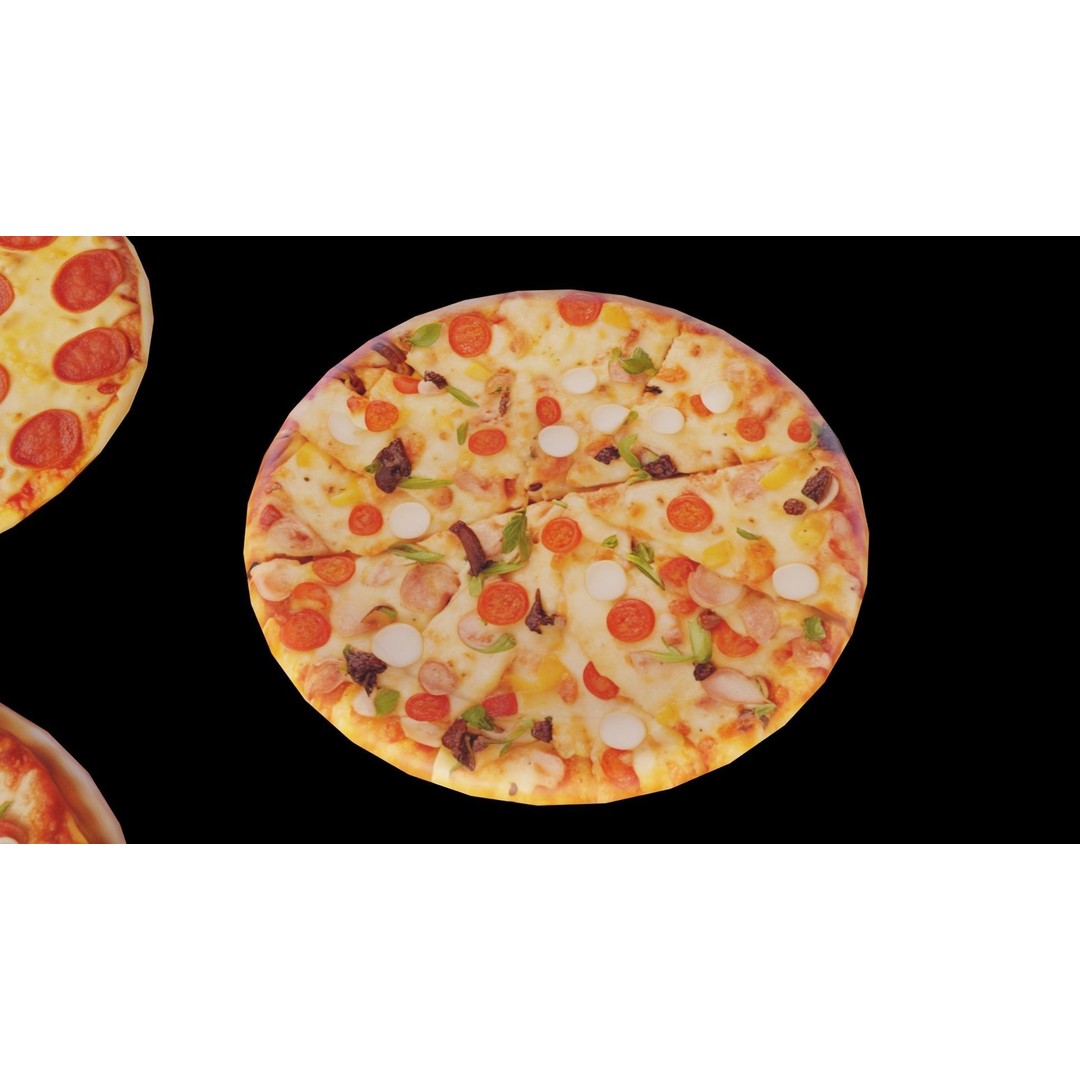 Pizza 3D Model – Low Poly Game Ready Asset, FBX, PBR Textures - View 6