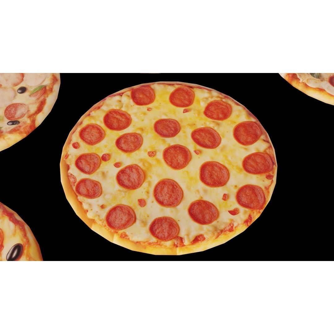 Pizza 3D Model – Low Poly Game Ready Asset, FBX, PBR Textures - View 7