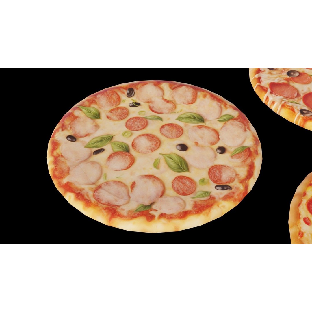 Pizza 3D Model – Low Poly Game Ready Asset, FBX, PBR Textures - View 8