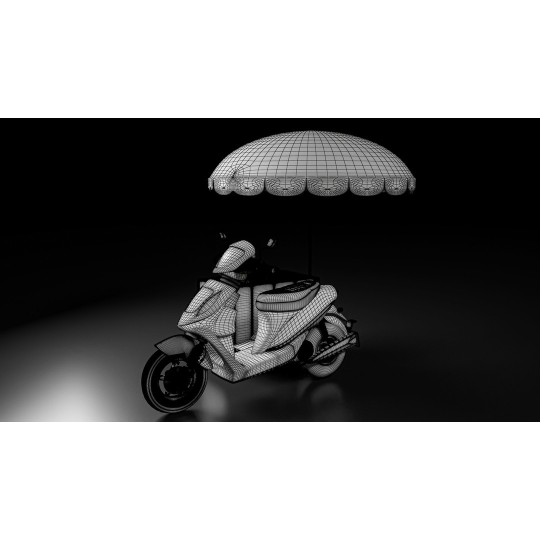 Food Cart Scooter 3D Model – Low Poly Game Asset, FBX/OBJ - View 17