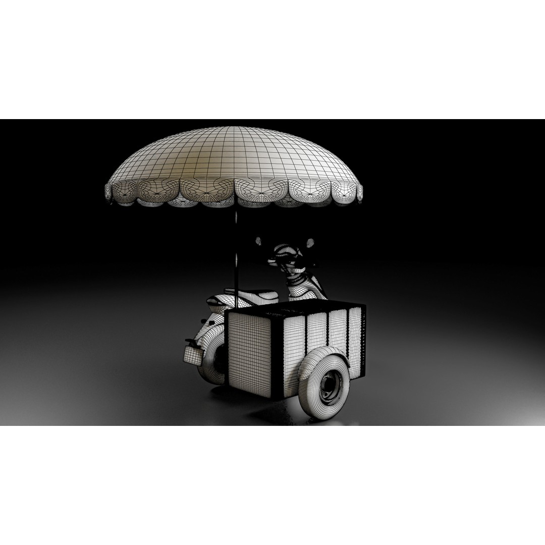 Food Cart Scooter 3D Model – Low Poly Game Asset, FBX/OBJ - View 19