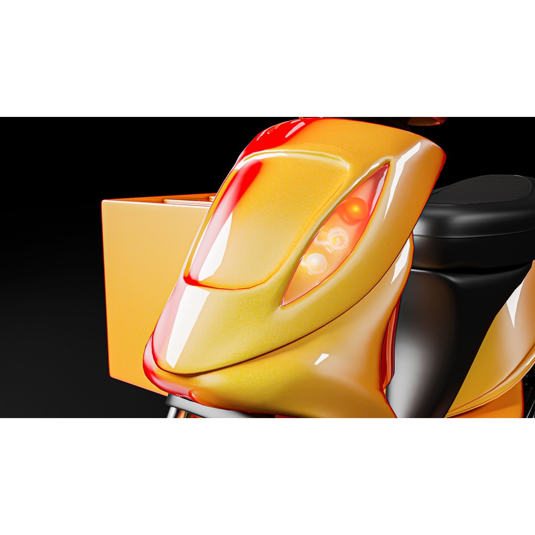 Food Cart Scooter 3D Model – Low Poly Game Asset, FBX/OBJ - View 3