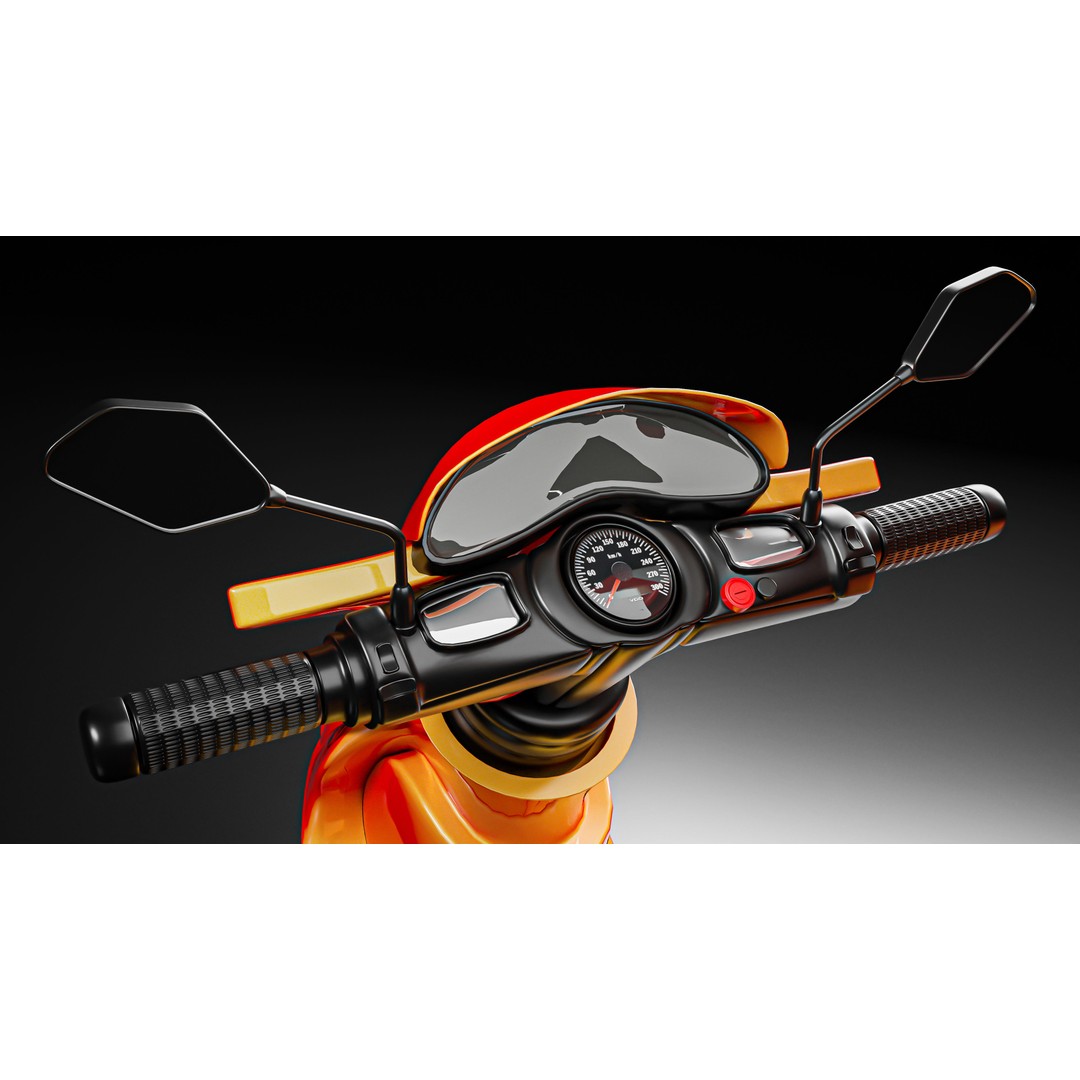 Food Cart Scooter 3D Model – Low Poly Game Asset, FBX/OBJ - View 5