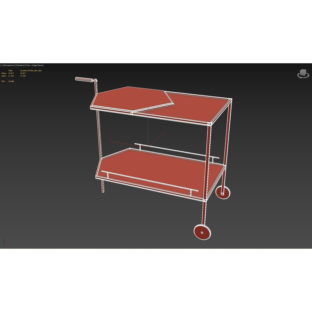 Man of Parts Gin Lane Bar Cart 3D Model – Elegant Mobile Storage, FBX - View 18