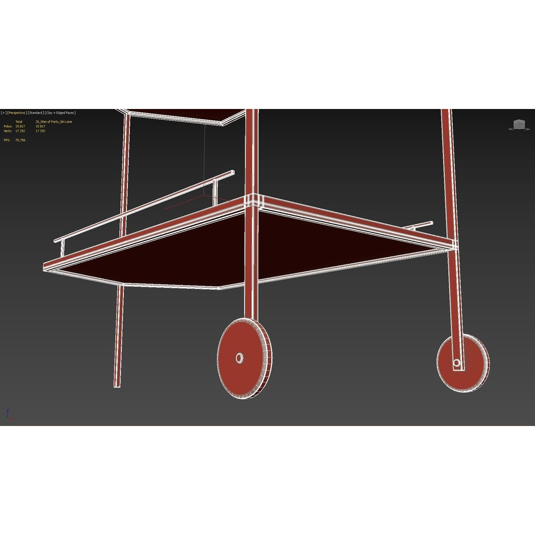 Man of Parts Gin Lane Bar Cart 3D Model – Elegant Mobile Storage, FBX - View 19