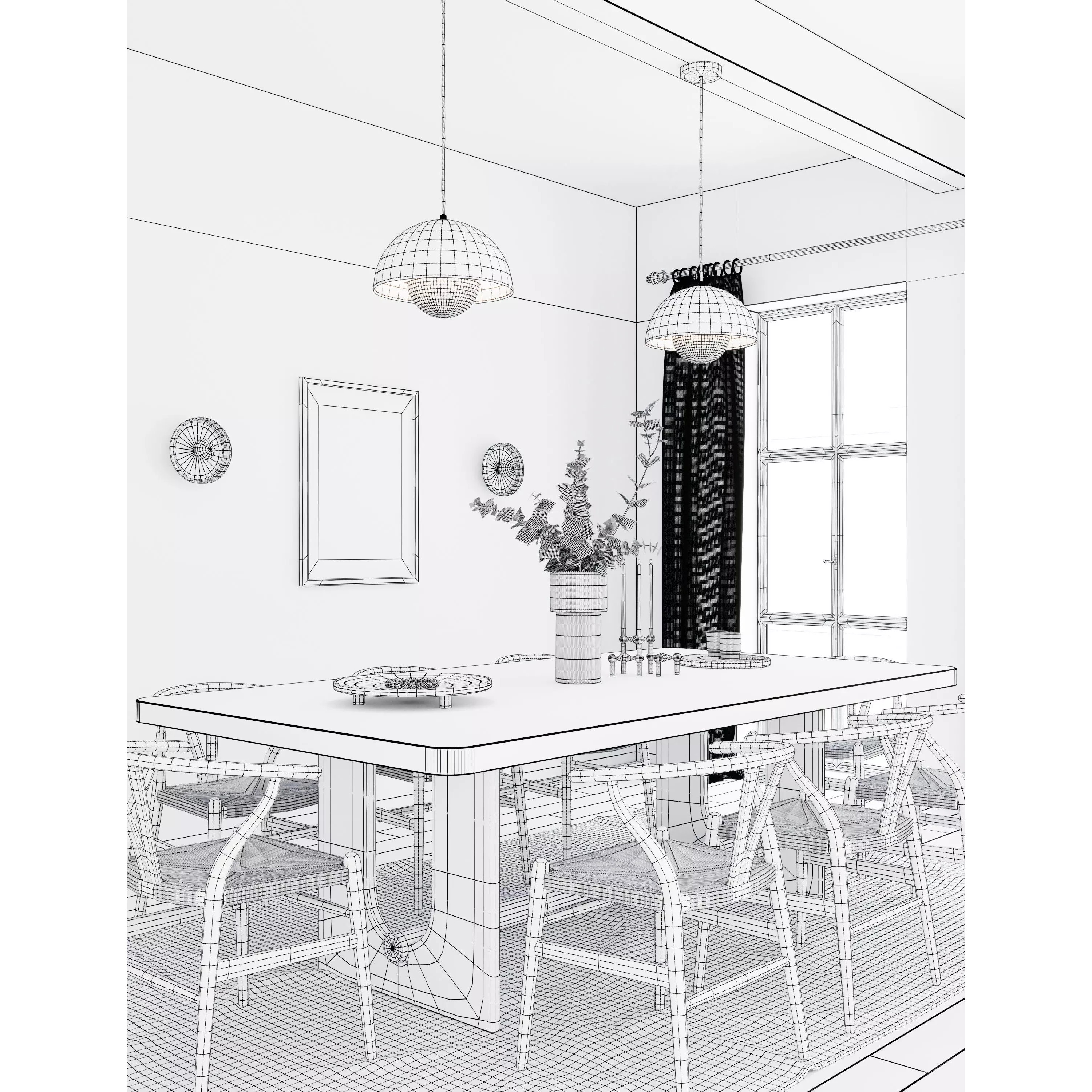 Dining Room Interior Scene - Corona Render 3D Model