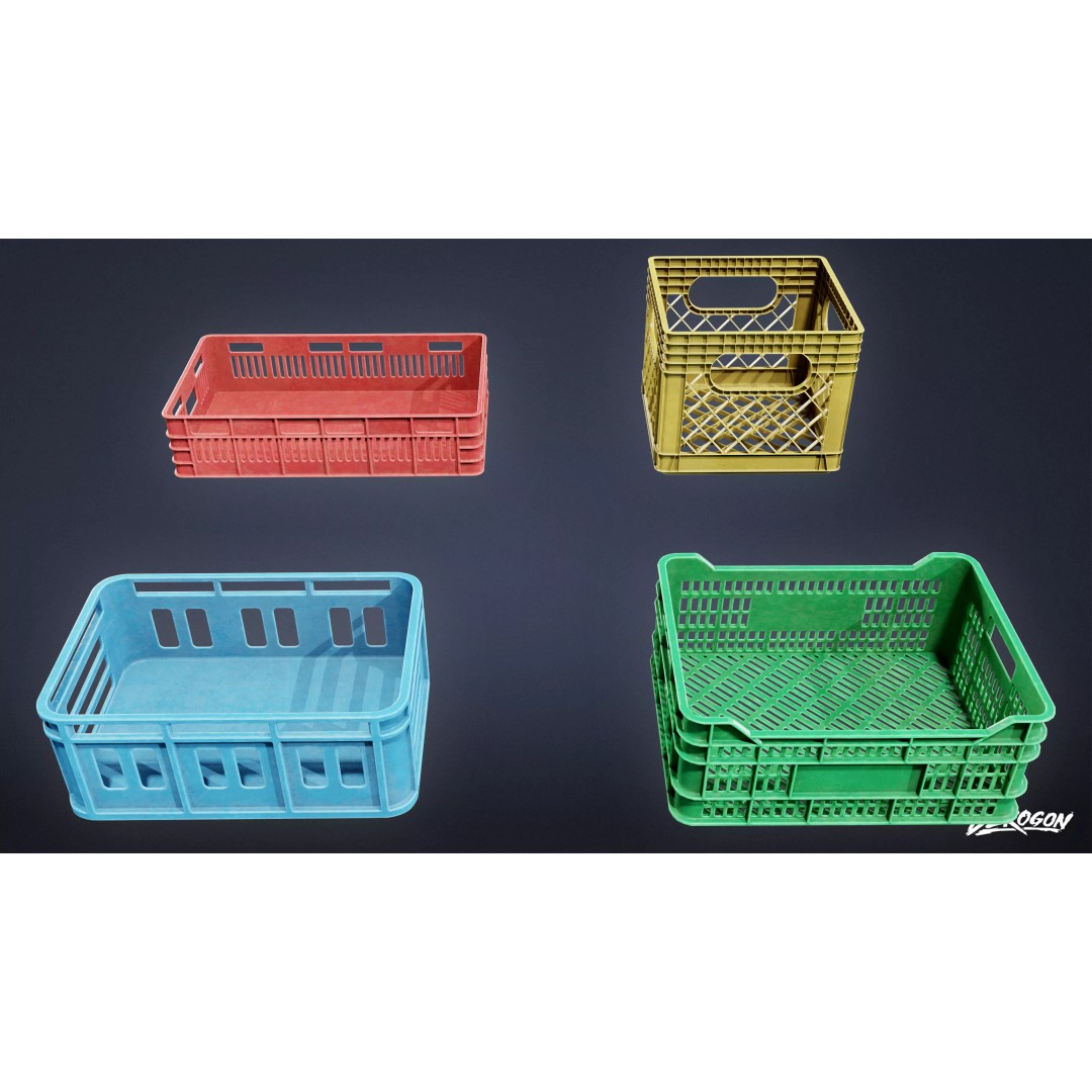 Food Crate 3D Model – Low Poly Game Asset, FBX with PBR Textures - View 2