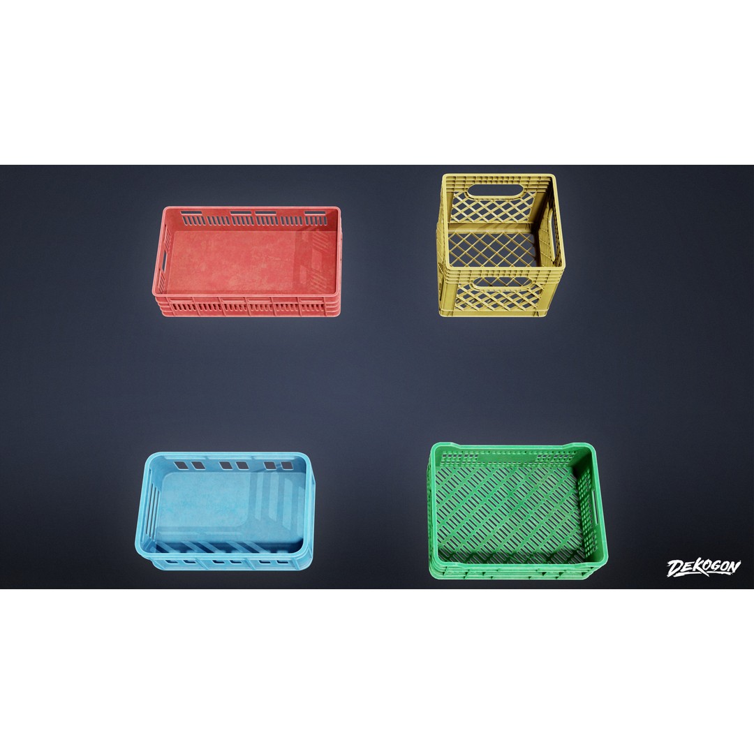Food Crate 3D Model – Low Poly Game Asset, FBX with PBR Textures - View 3