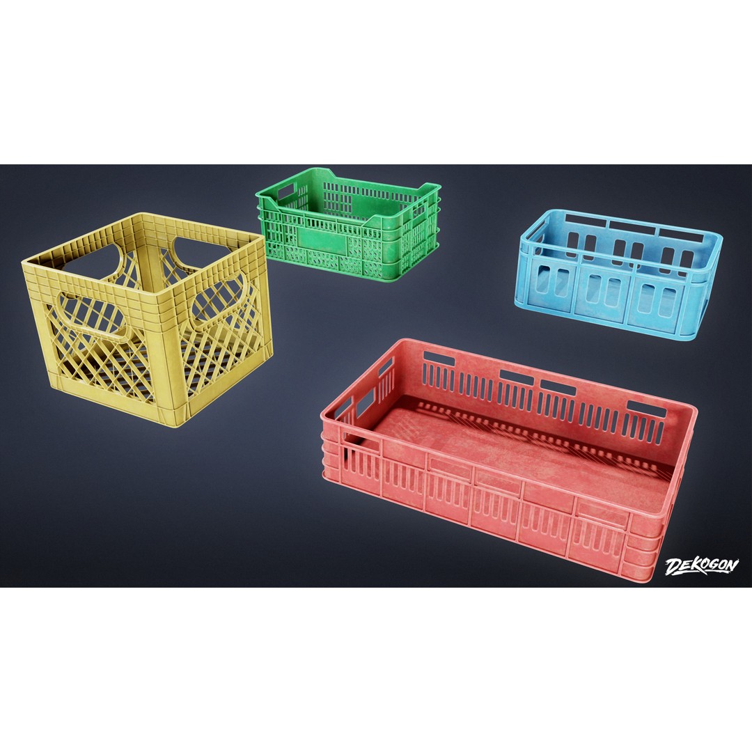 Food Crate 3D Model – Low Poly Game Asset, FBX with PBR Textures - View 4