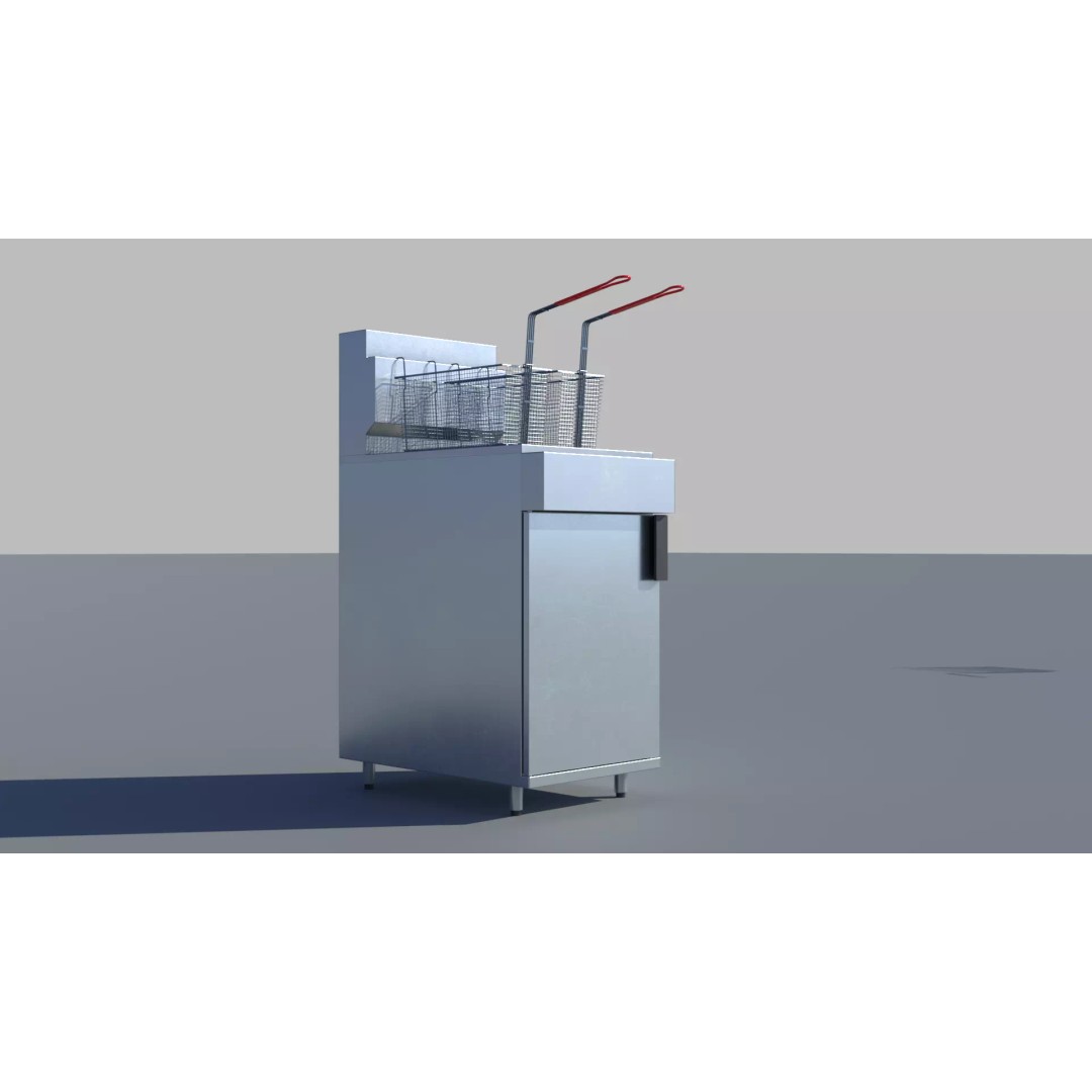 Commercial Gas Deep Fryer 3D Model – High Poly PBR Asset, FBX/OBJ - View 19