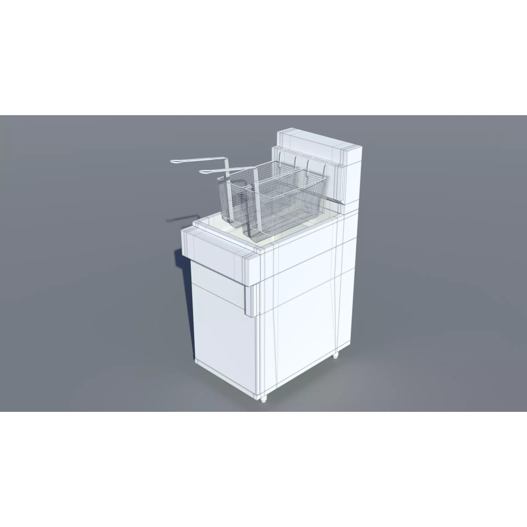 Commercial Gas Deep Fryer 3D Model – High Poly PBR Asset, FBX/OBJ - View 23