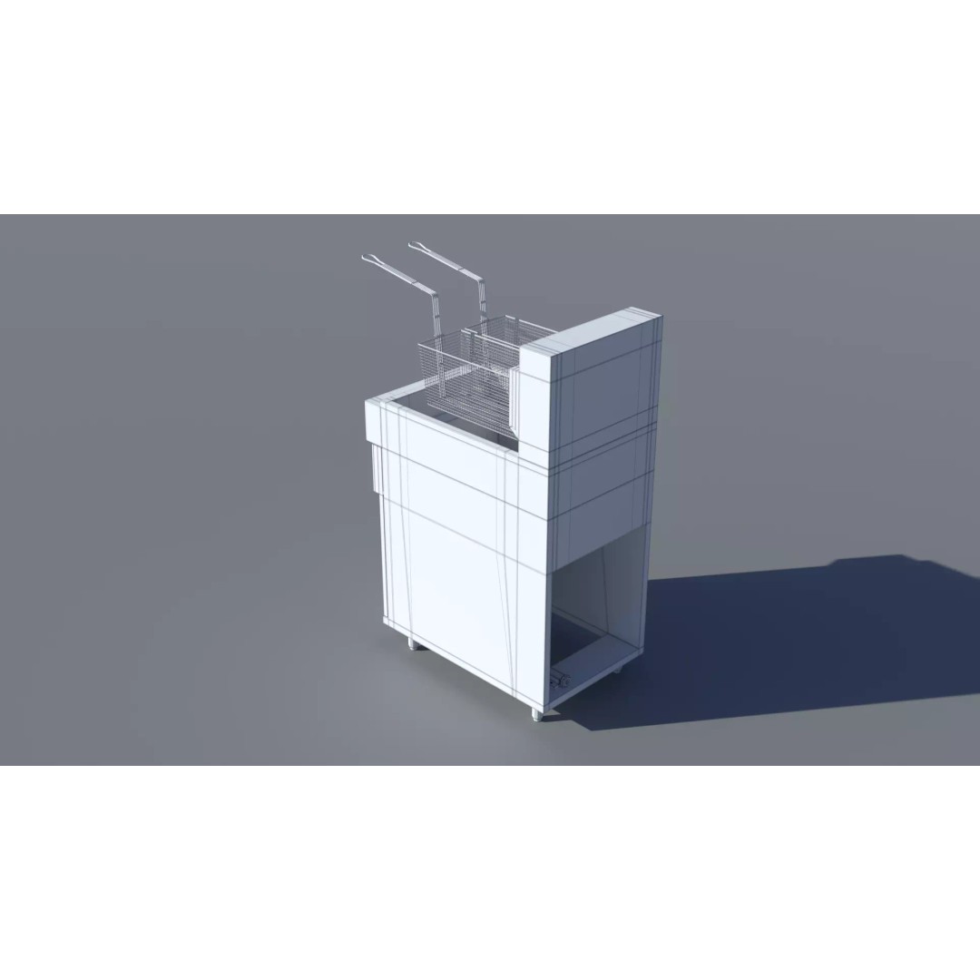 Commercial Gas Deep Fryer 3D Model – High Poly PBR Asset, FBX/OBJ - View 24