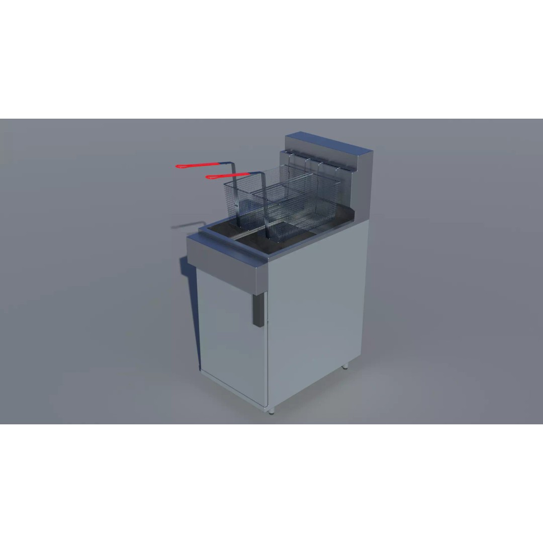 Commercial Gas Deep Fryer 3D Model – High Poly PBR Asset, FBX/OBJ - View 3