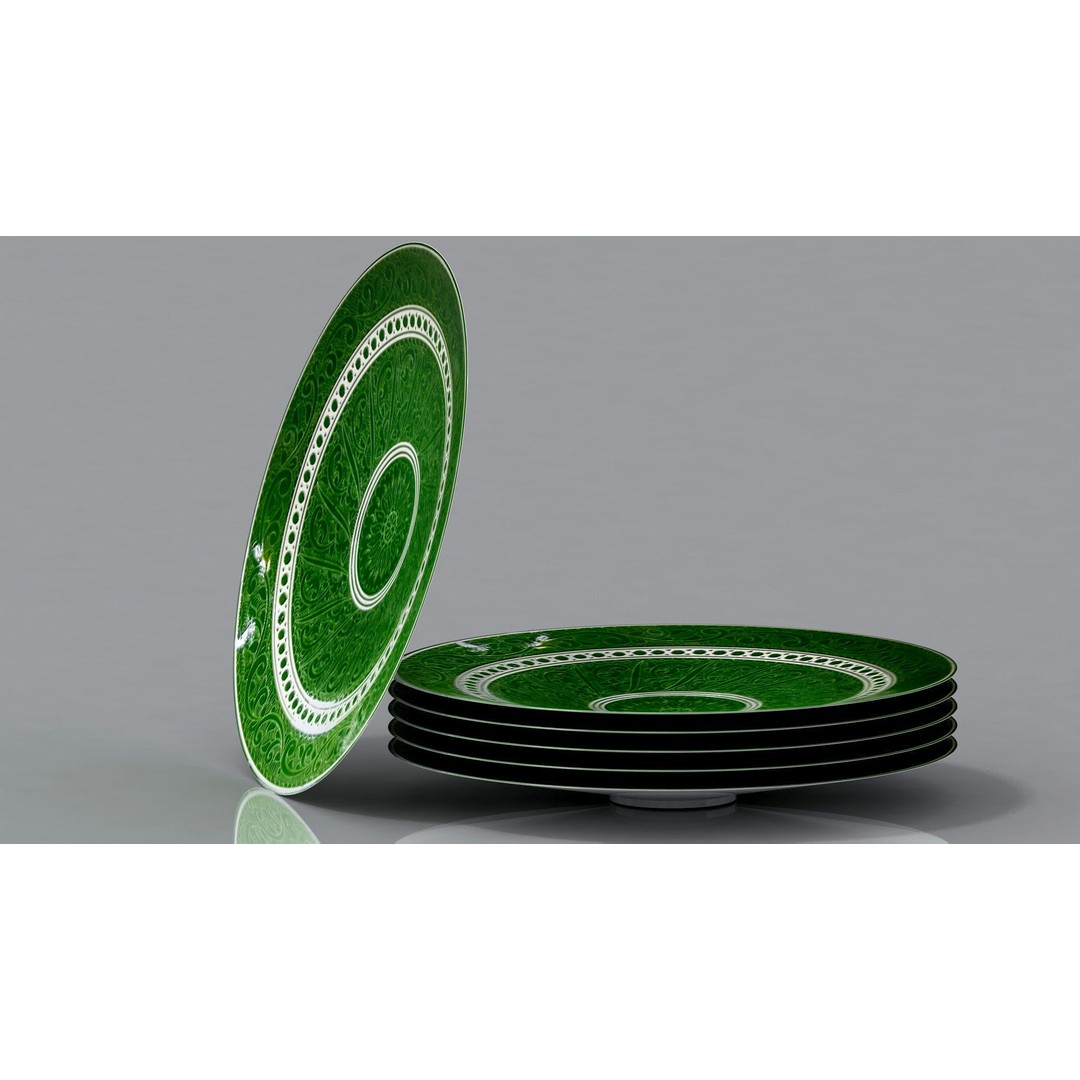Central Asia Plate 3D Model – High Poly Tableware, FBX & OBJ Formats - View 3