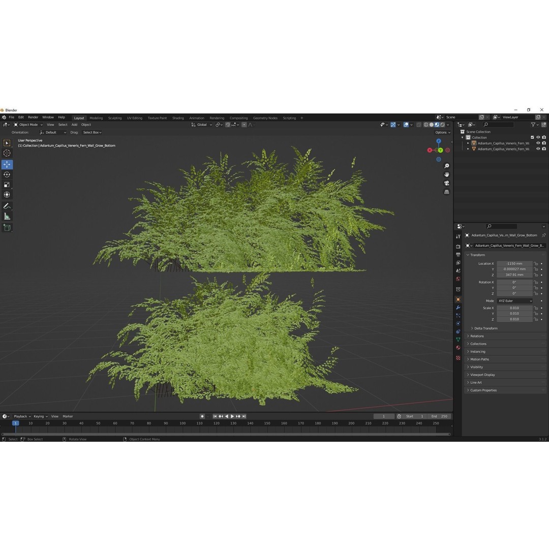 Adiantum Capillus Veneris Fern 3D Model – High Detail, Game Ready, Multiple Formats - View 6