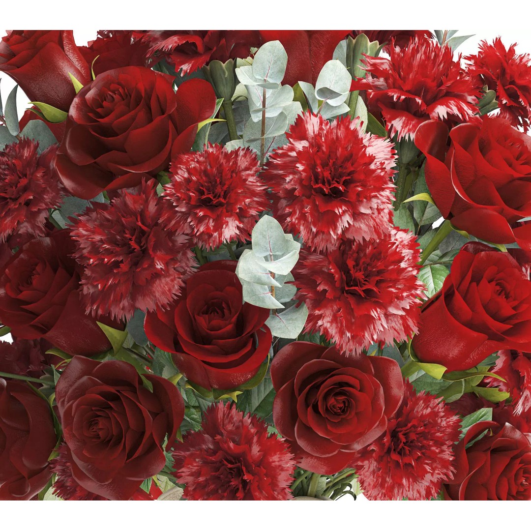 Realistic Red Flower Bouquet 3D Model – Modern Ceramic Vase, FBX - View 15