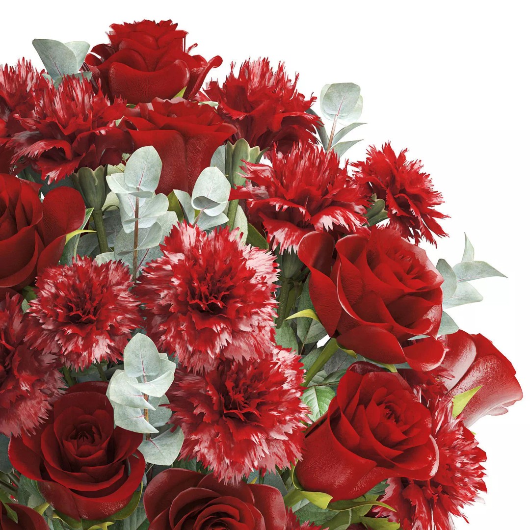 Realistic Red Flower Bouquet 3D Model – Modern Ceramic Vase, FBX - View 16