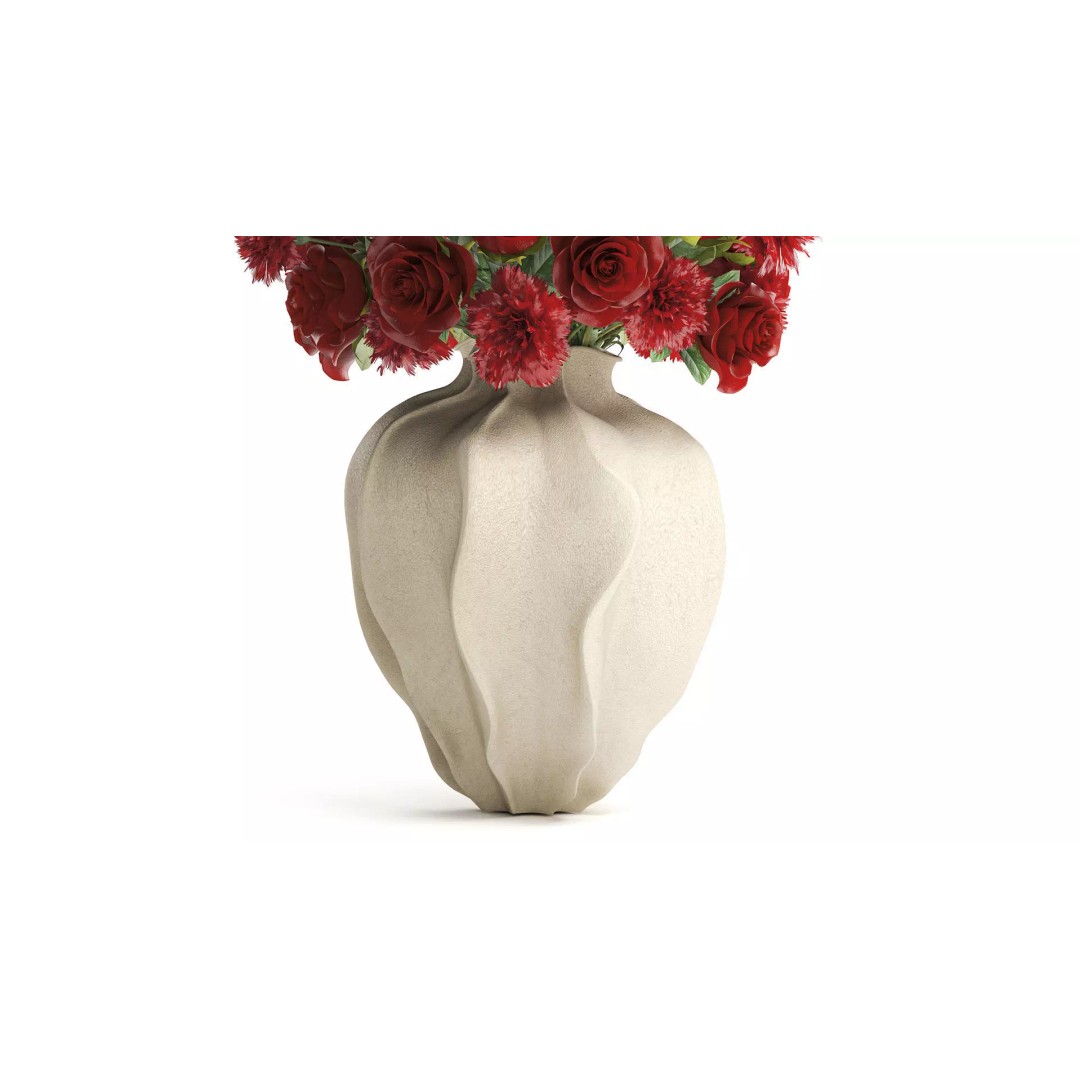 Realistic Red Flower Bouquet 3D Model – Modern Ceramic Vase, FBX - View 4