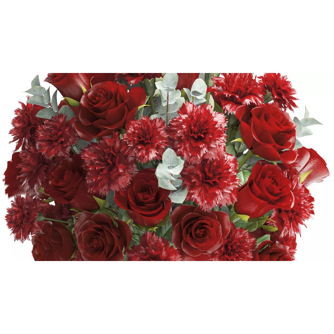 Realistic Red Flower Bouquet 3D Model – Modern Ceramic Vase, FBX - View 6