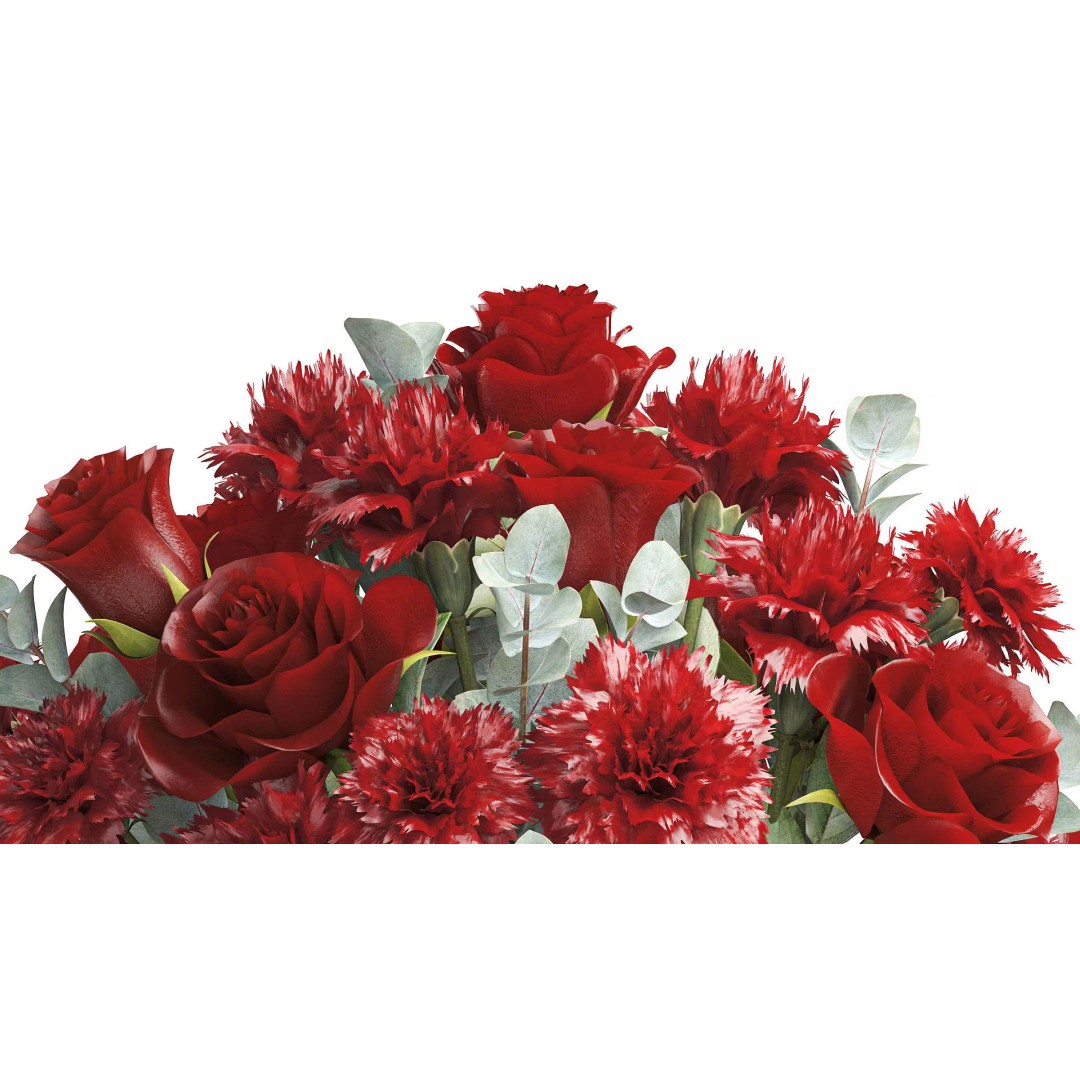 Realistic Red Flower Bouquet 3D Model – Modern Ceramic Vase, FBX - View 7
