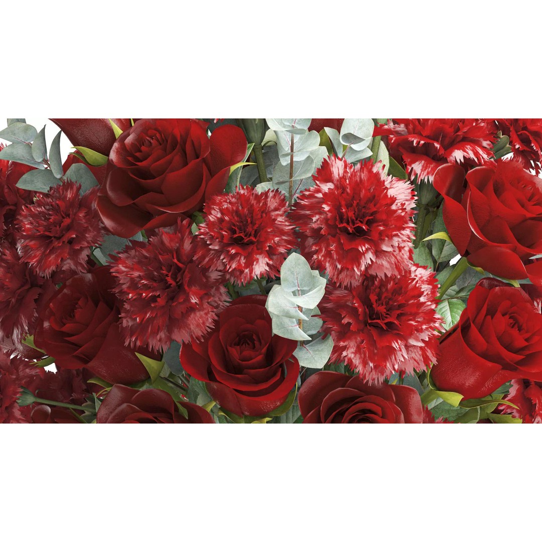 Realistic Red Flower Bouquet 3D Model – Modern Ceramic Vase, FBX - View 8