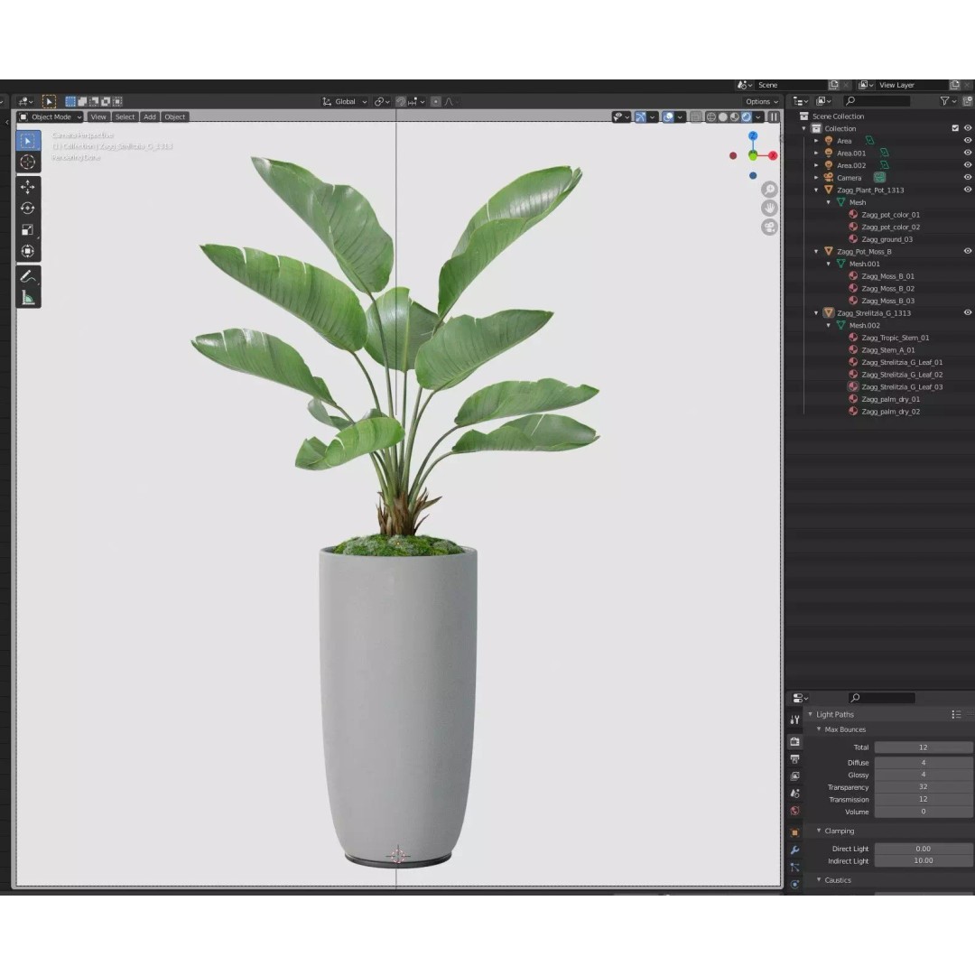 Plant 1313 3D Model – High-Quality Pot Plant for Archviz and Landscaping - View 8