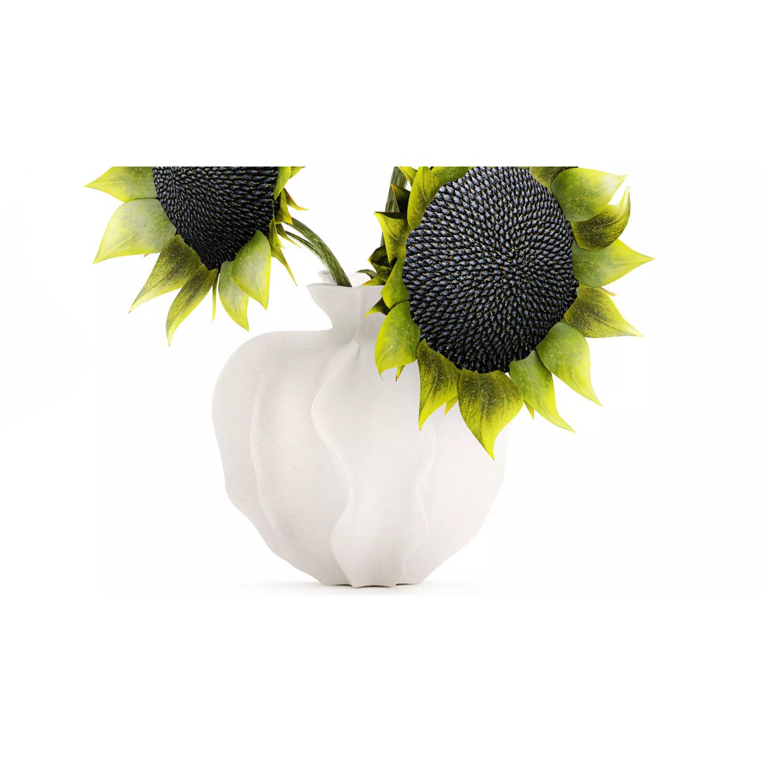 Sunflower Bouquet 3D Model – Modern Ceramic Vase Decor, FBX - View 5