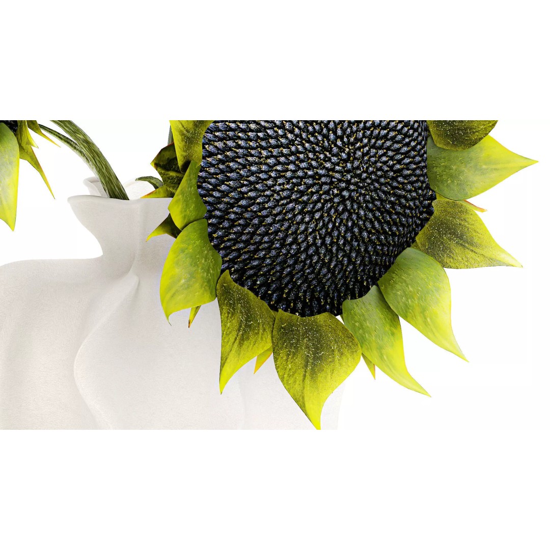 Sunflower Bouquet 3D Model – Modern Ceramic Vase Decor, FBX - View 8