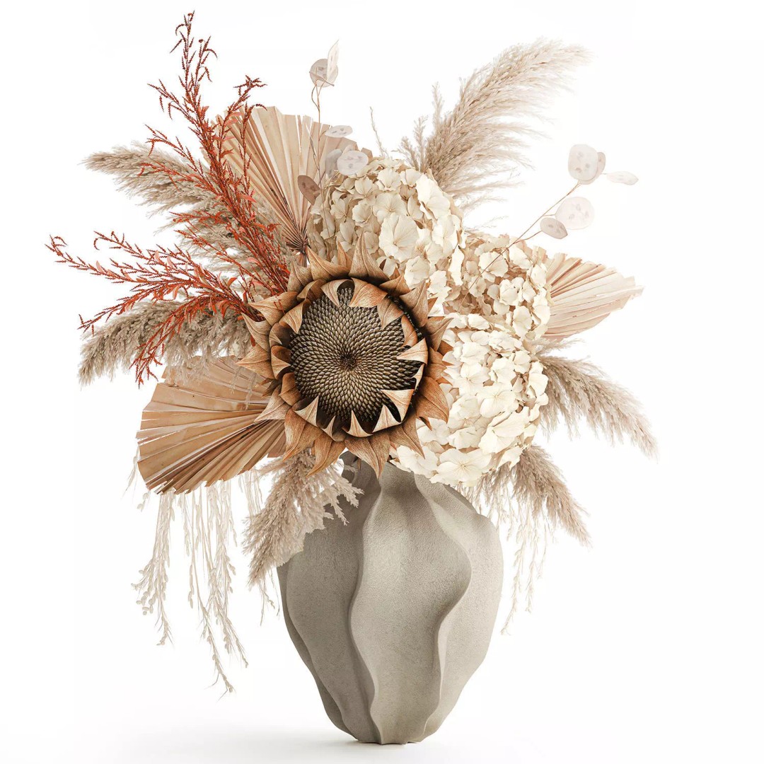 Dried Flower Bouquet 3D Model – Decorative Natural Arrangement, FBX - View 10
