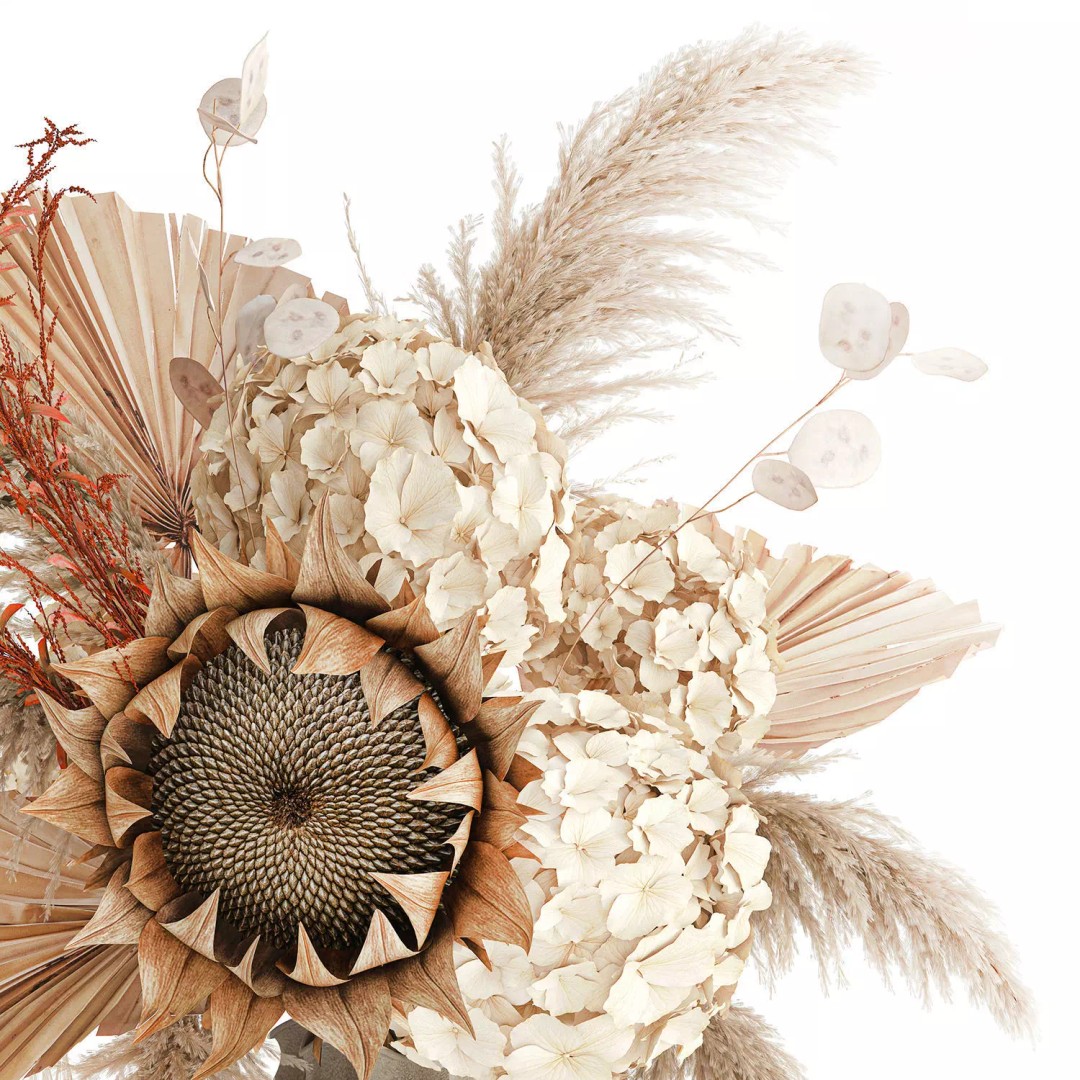 Dried Flower Bouquet 3D Model – Decorative Natural Arrangement, FBX - View 11