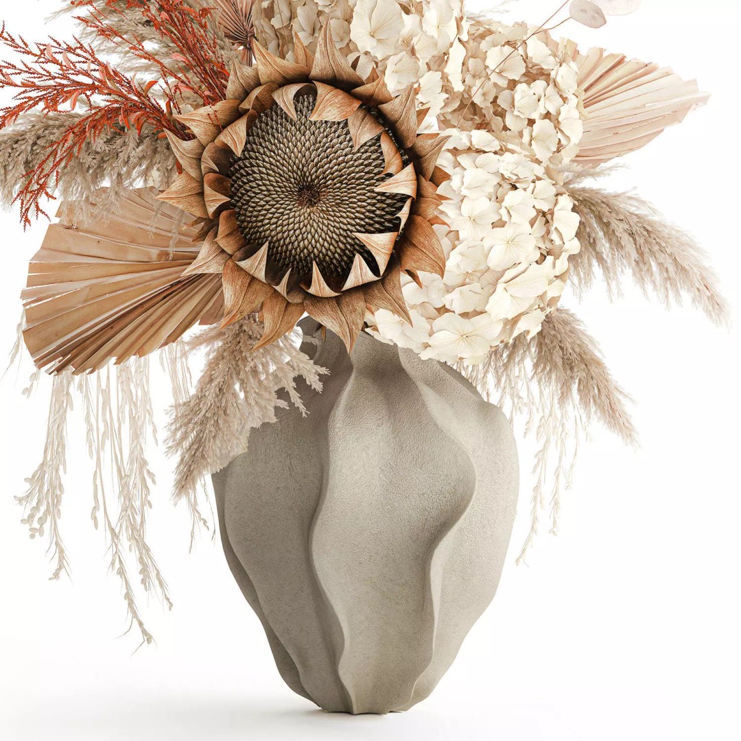 Dried Flower Bouquet 3D Model – Decorative Natural Arrangement, FBX - View 12